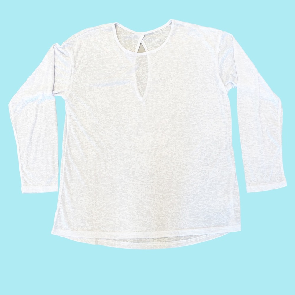 Nikki B Sheer White Long-Sleeved Top, Size Large, NWOT